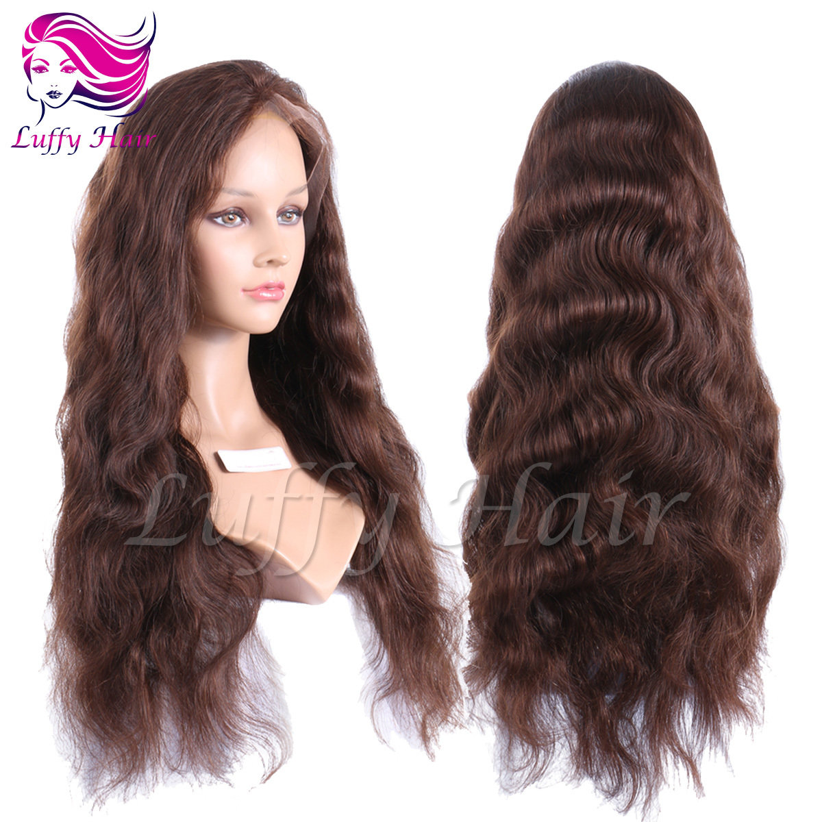 8A Virgin Human Hair Color #4 Natural Wave Wig - KWL060