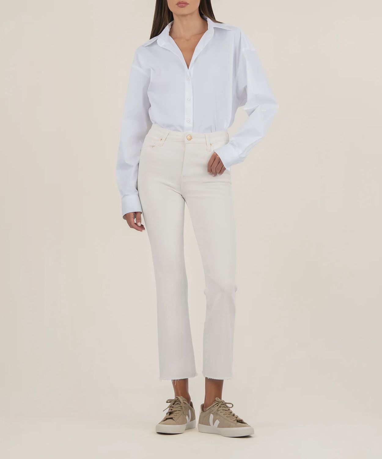 Kelsey High Rise Ankle Flare-Ecru, Size: 2