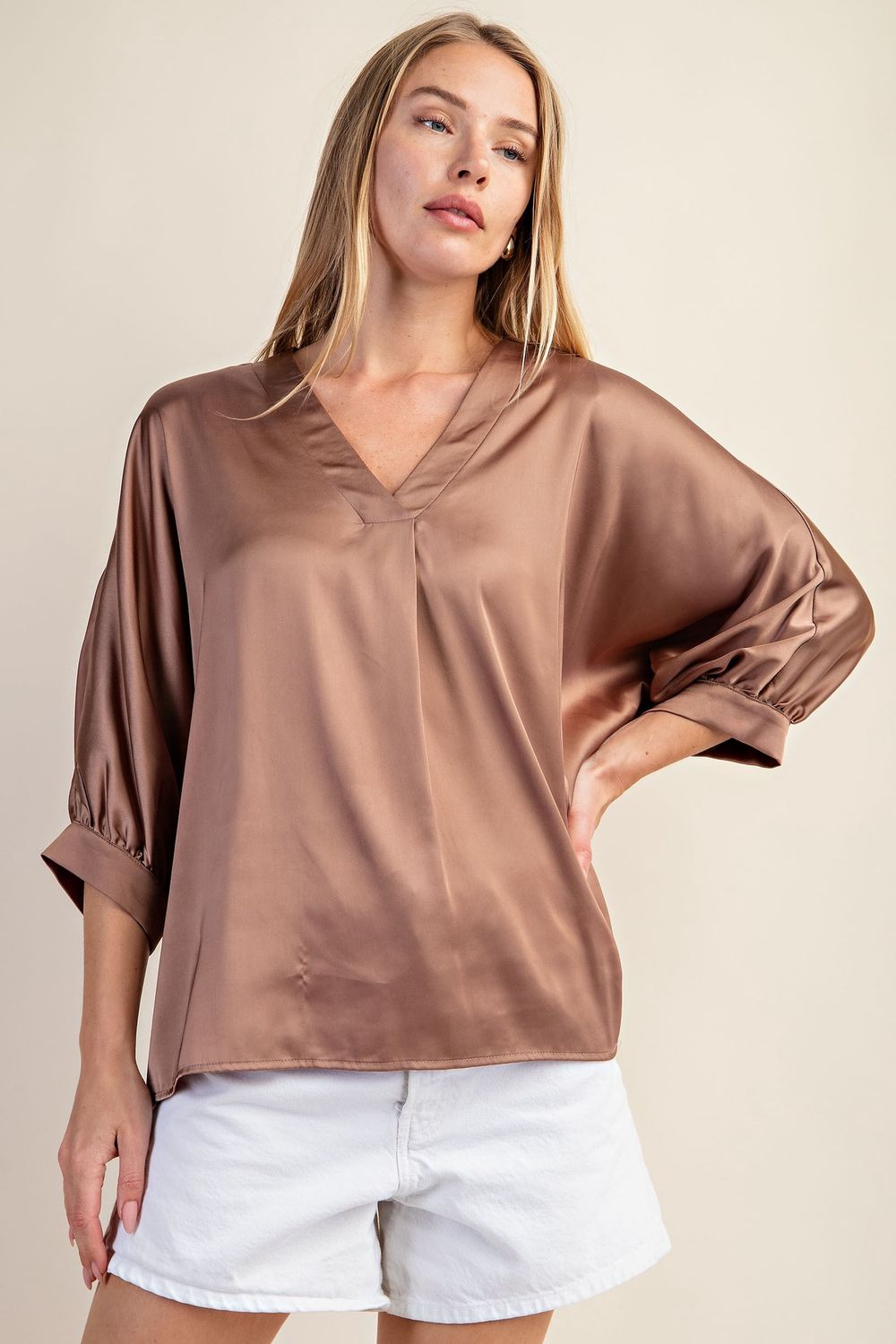 Satin V-Neck Blouse
