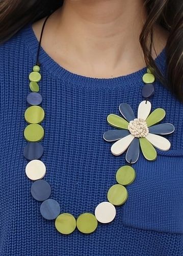 Lime Green Dahlia Statement Necklace