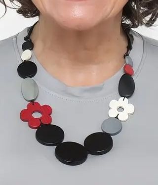 Black Petal Charm Necklace