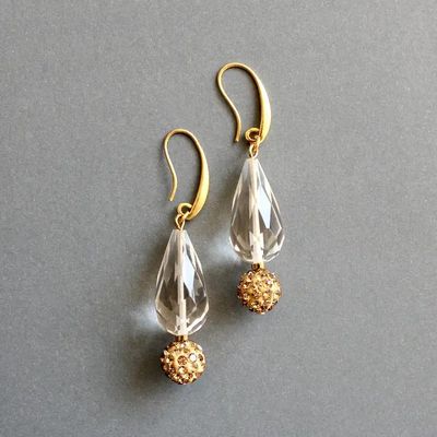 DA-Crystal &amp; Topaz Glass Earrings