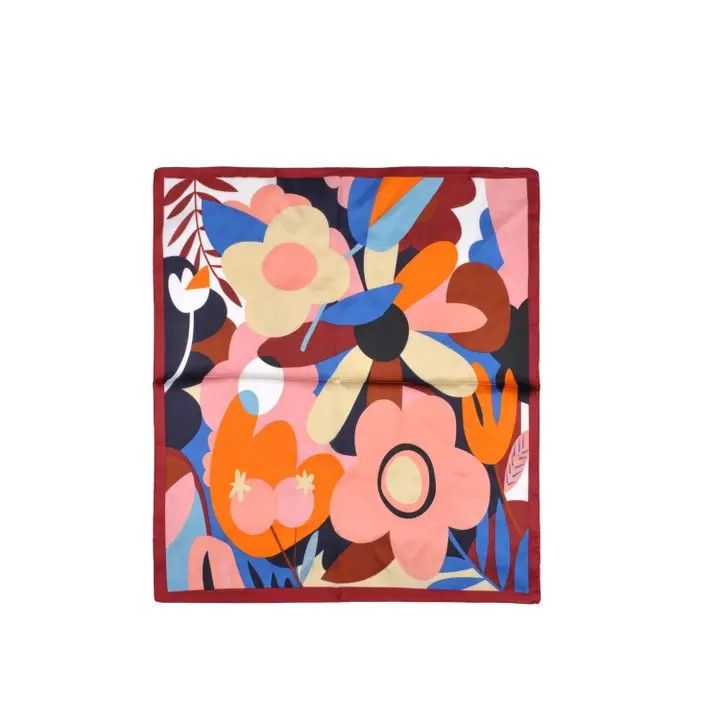 Floral Neck Scarf, Colour: Burgandy