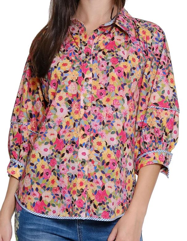 Puffy Sleeve Button Up Top, Size: Small