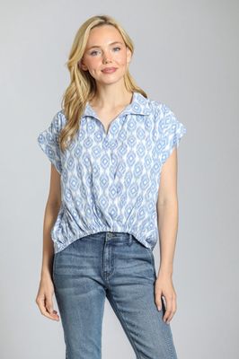 Wrap Blouse w/Tabbed Cuff