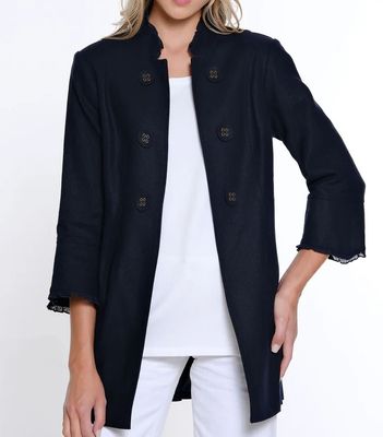 Creme Brulee- 3/4 Flounce Slv Dbl Button Lined Jacket