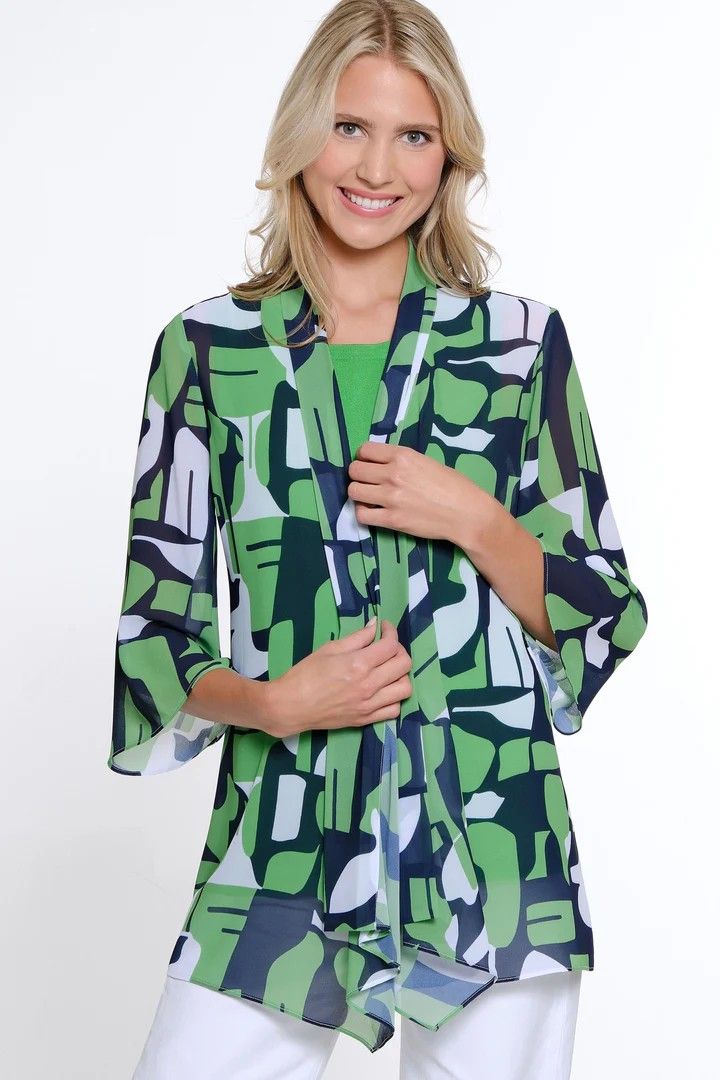 Wimbledon 3/4 Sleeve Open Front Jacket