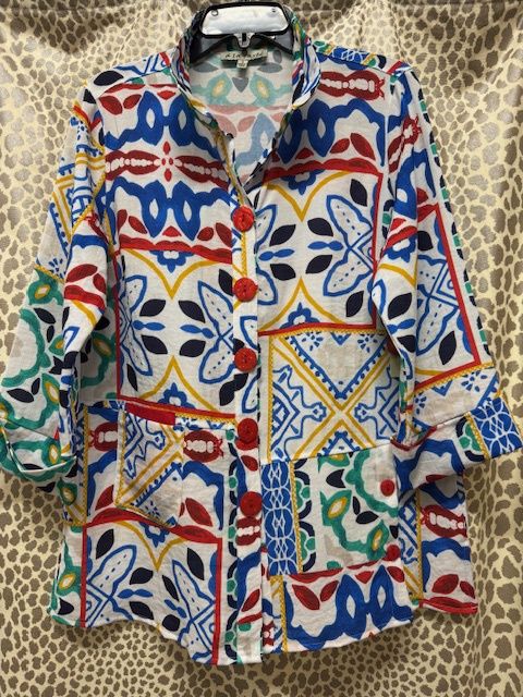 Wire Collar Printed Blouse