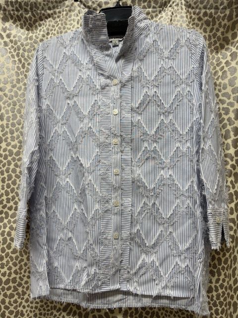 Jacquard Stripe Wire Collar Shirt