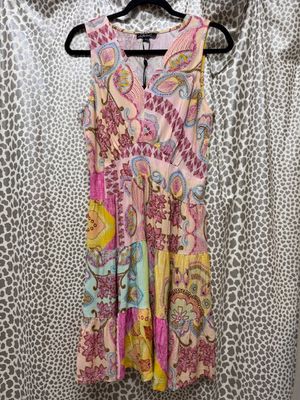 Printed Sleeveless V-Neck Dress