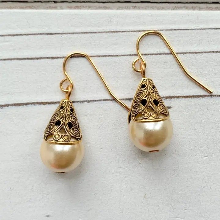 Filigree Bead Cap Earrings