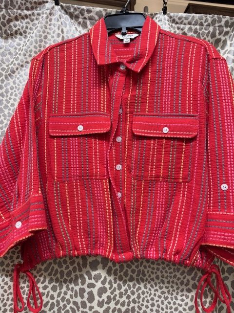 TL- Stripe Drawstring Top