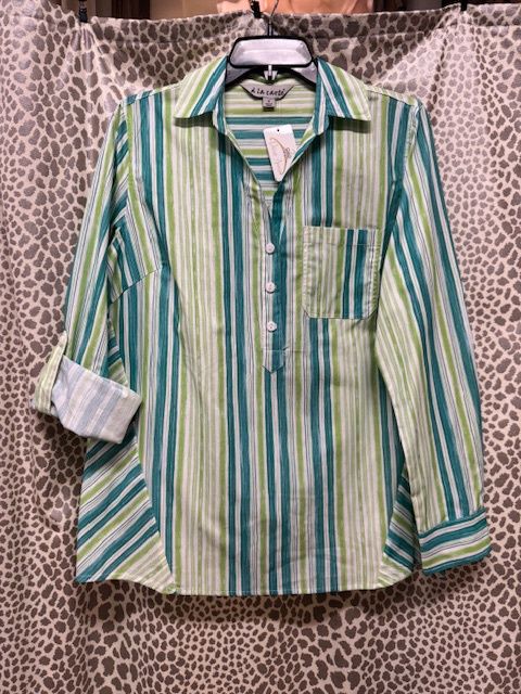 ALC-Stripe Button Front Blouse