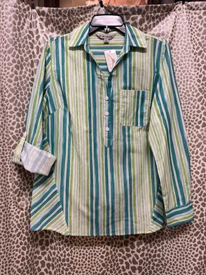 ALC-Stripe Button Front Blouse