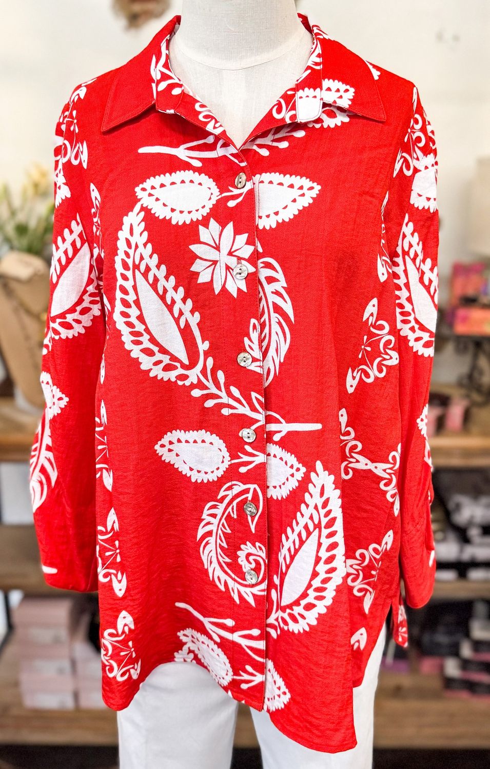 Placement Print Button Up Shirt