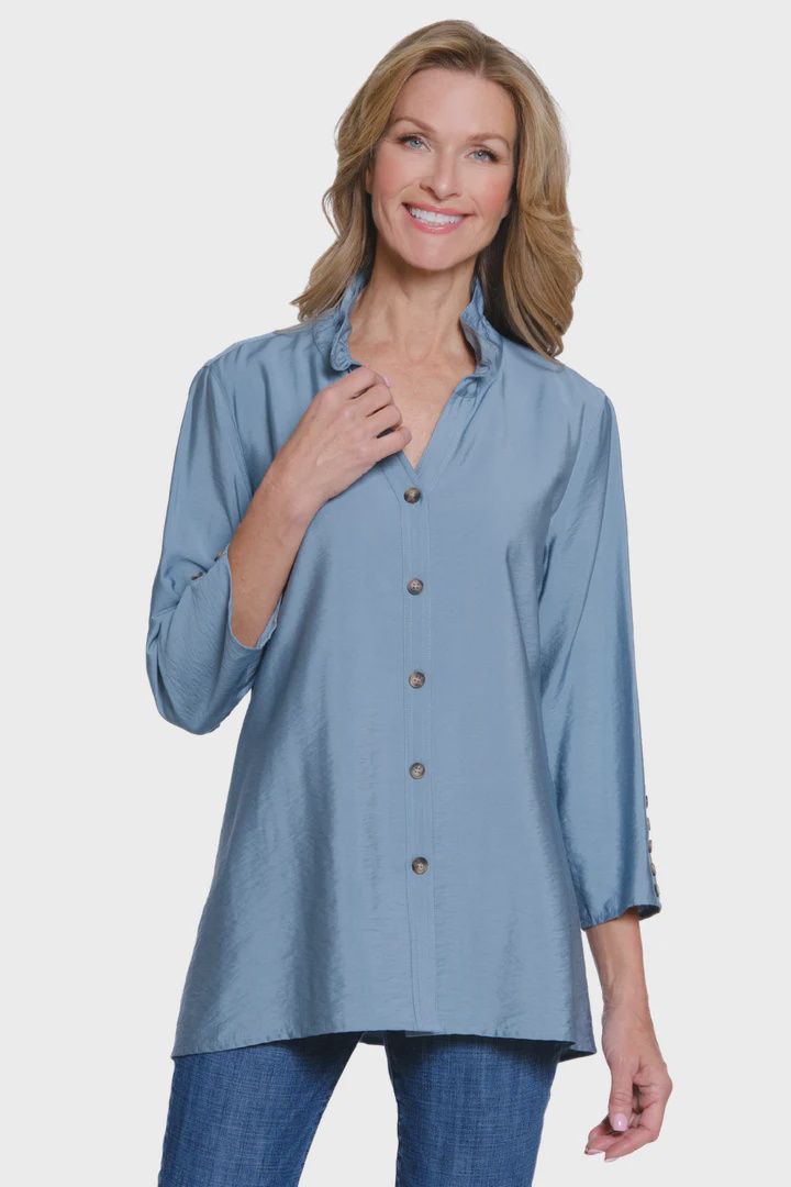 Seafoam-3/4 Sleeve 5 Button Shirt