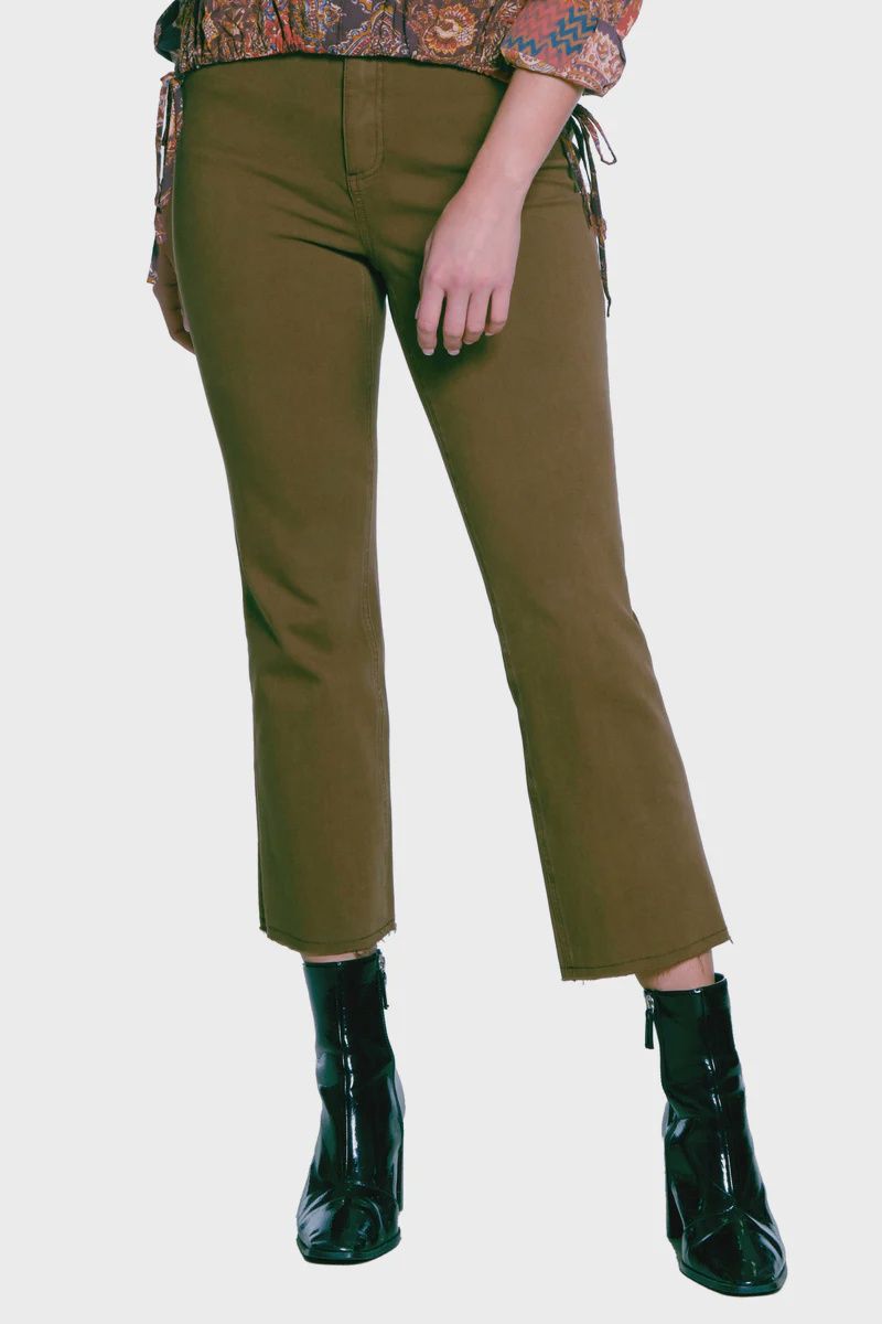 TL-Moss Green Kick Crop Pant