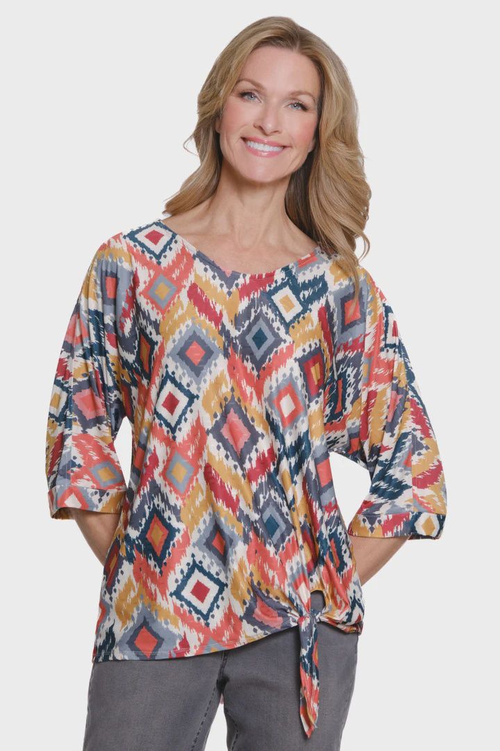Essentials-Cuffed Waist-Tie Top Plus