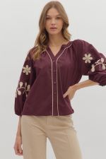 Entro-Merlot Embrodery Top
