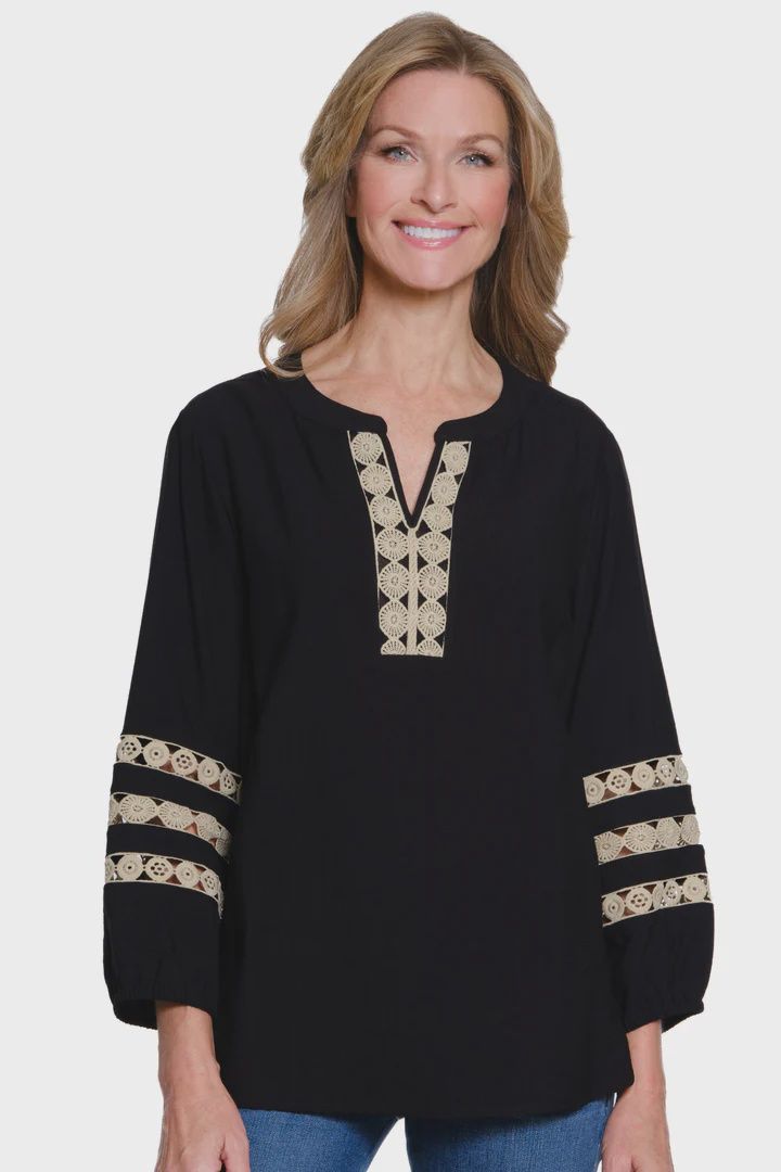 Natural Allure-3/4 Sleeve w/ Lace Trim Plus