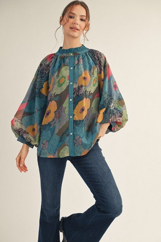 Jodifl-Floral Chiffon Top