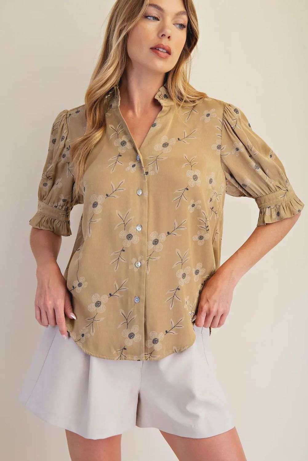 Glam-Ruffle Sleeve Top