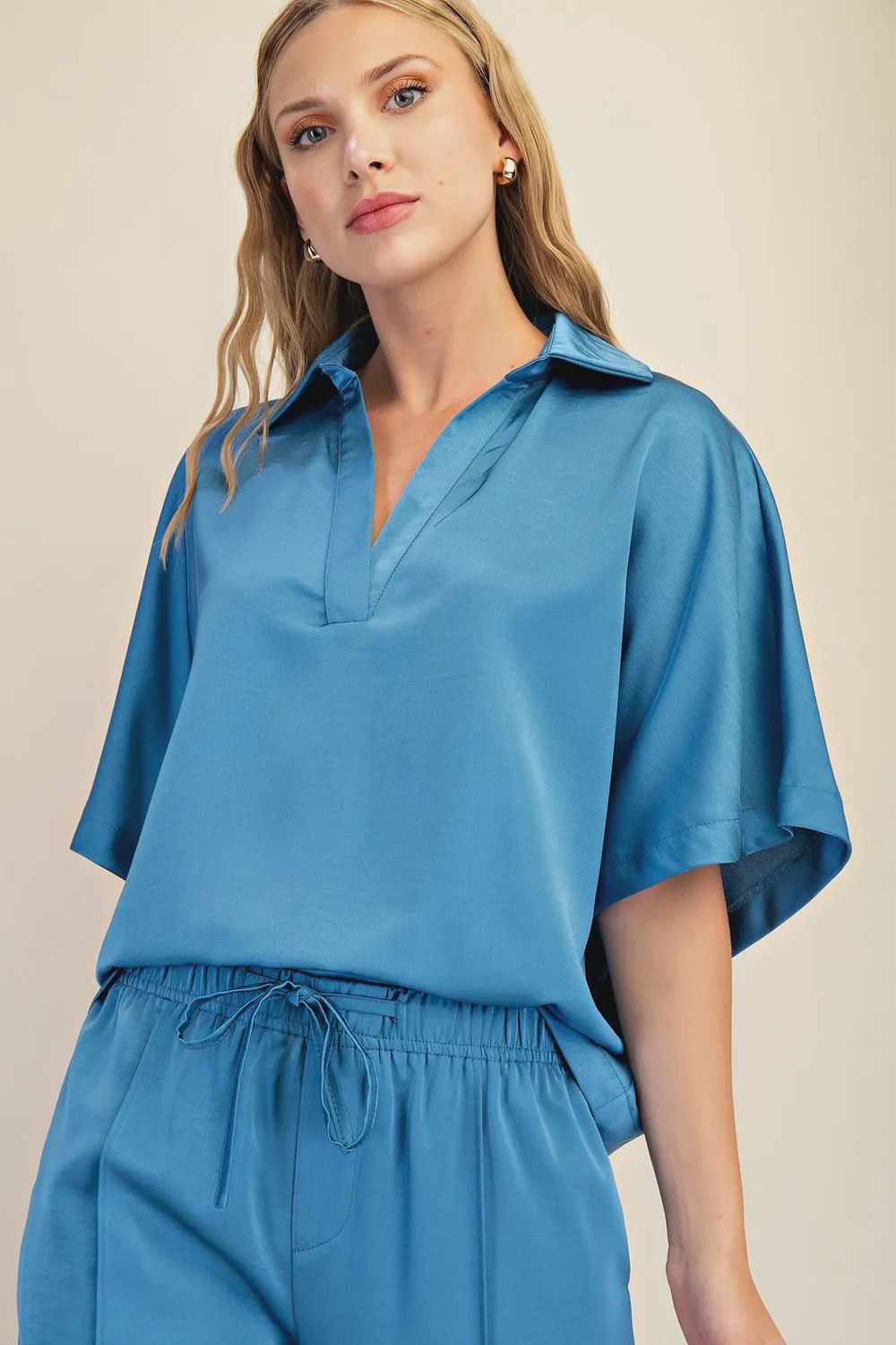 Glam-V-Neck Oversized Top