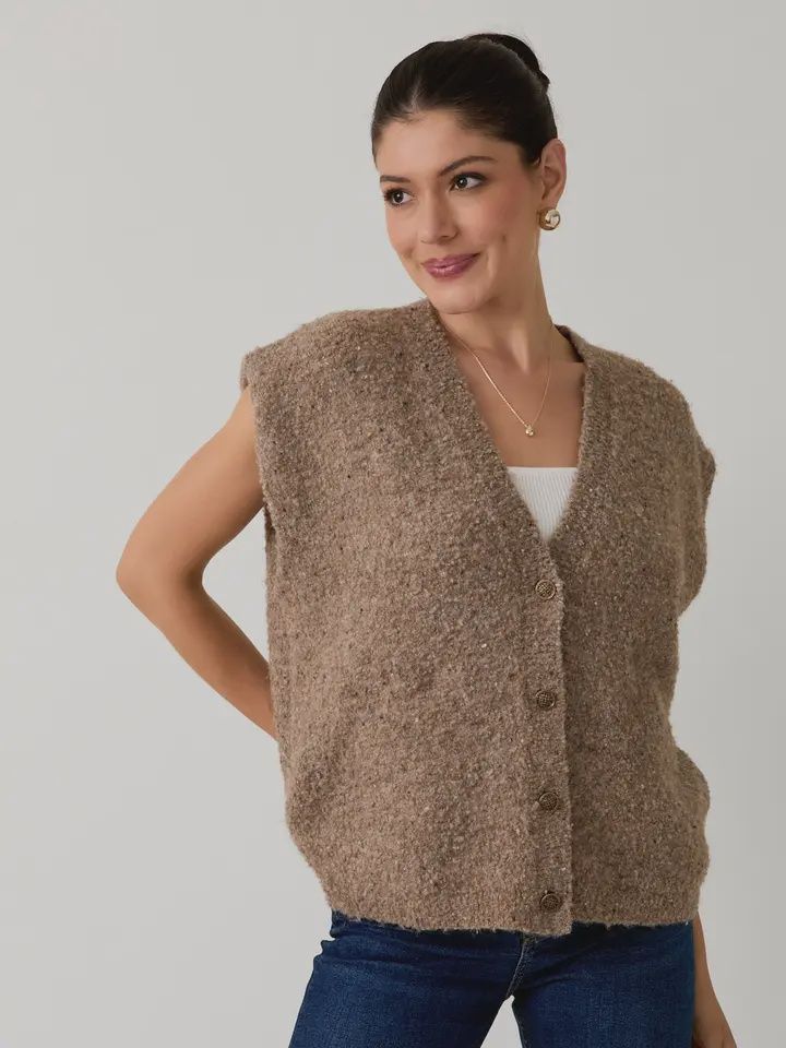 Slouchy Vest w/Buttons
