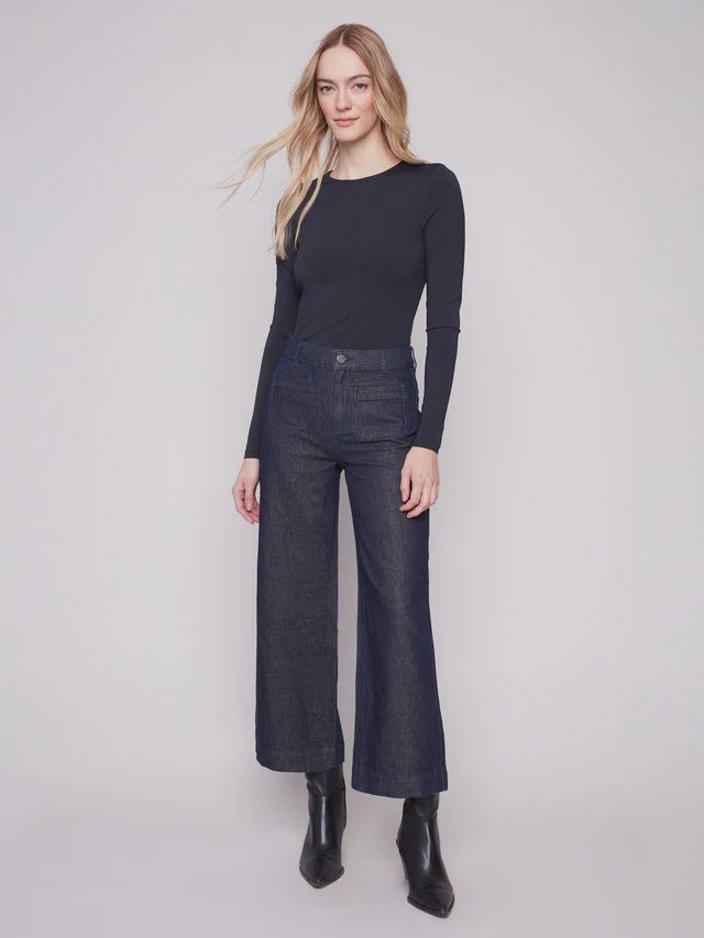 CB-Metallic Cropped Flare Jeans