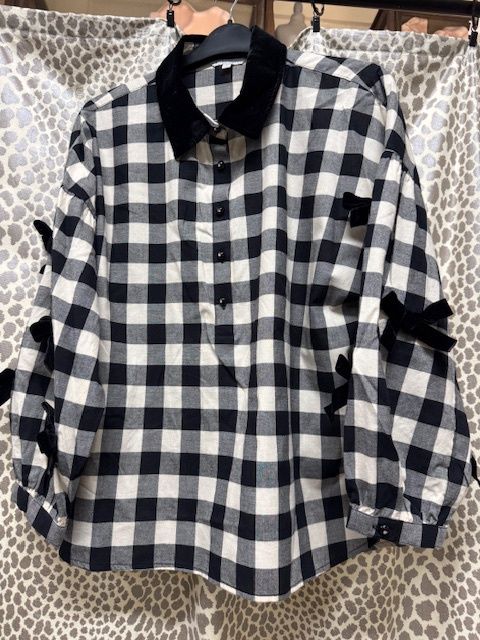 JM-Plaid Top Velvet Collar