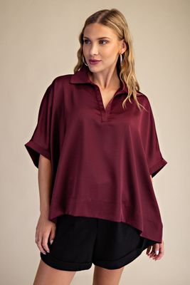 Glam-Burgundy V-Neck