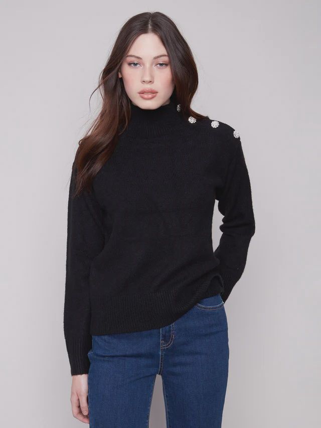 Black Sweater w/Fancy Buttons