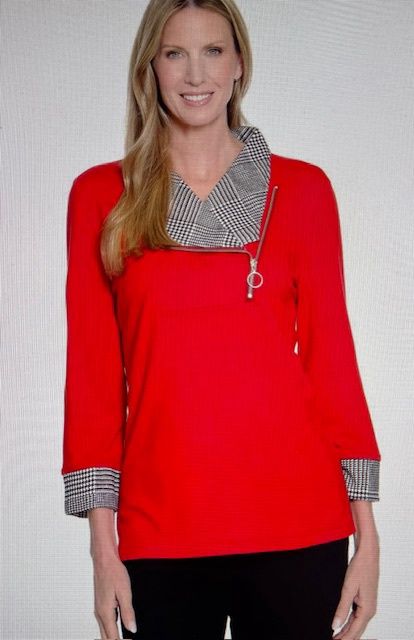 Zipper Collar Top Plus