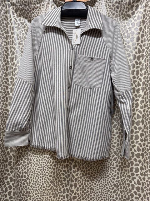 Snow Leopard-Button Front Shirt Plus