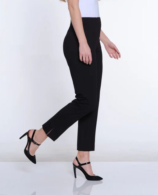 Slimsation Faux Zip Front Ankle Pant, Colour: Black, Size: 2