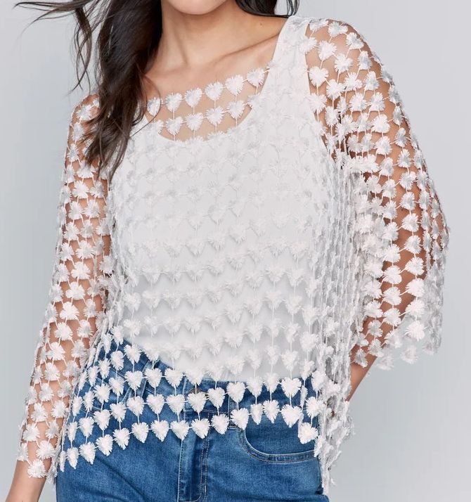 Heart Crochet Overlay Top, Size: Small