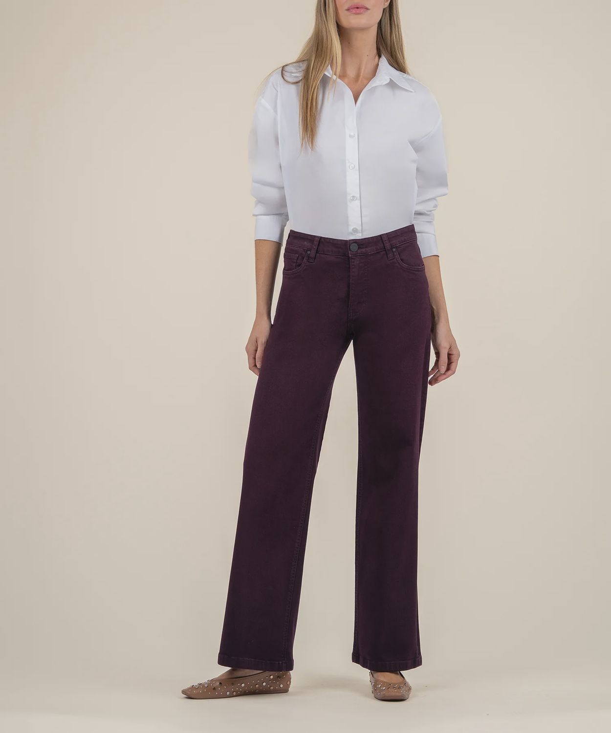 Jean High Rise Wide Leg  Eggplant, Size: 0