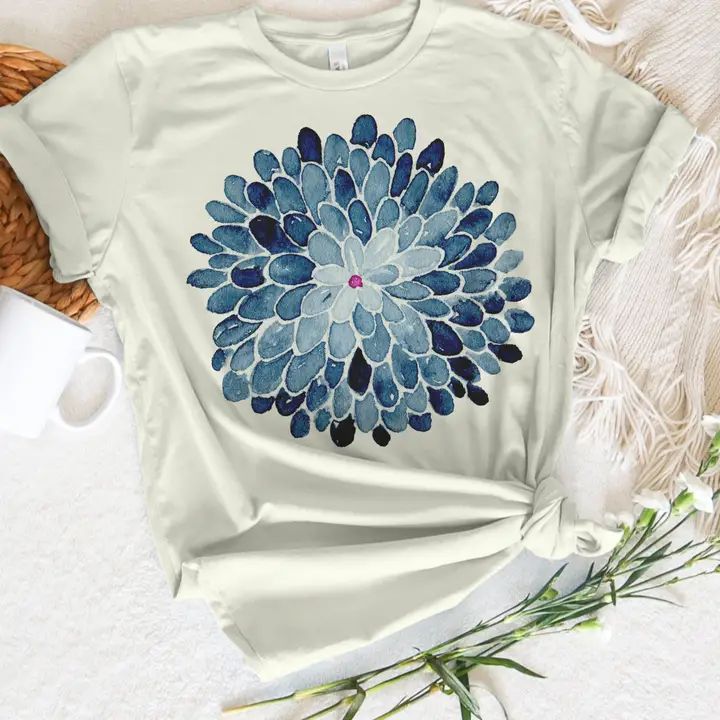 Vintage Floral Tee, Colour: Blue Mum, Size: M
