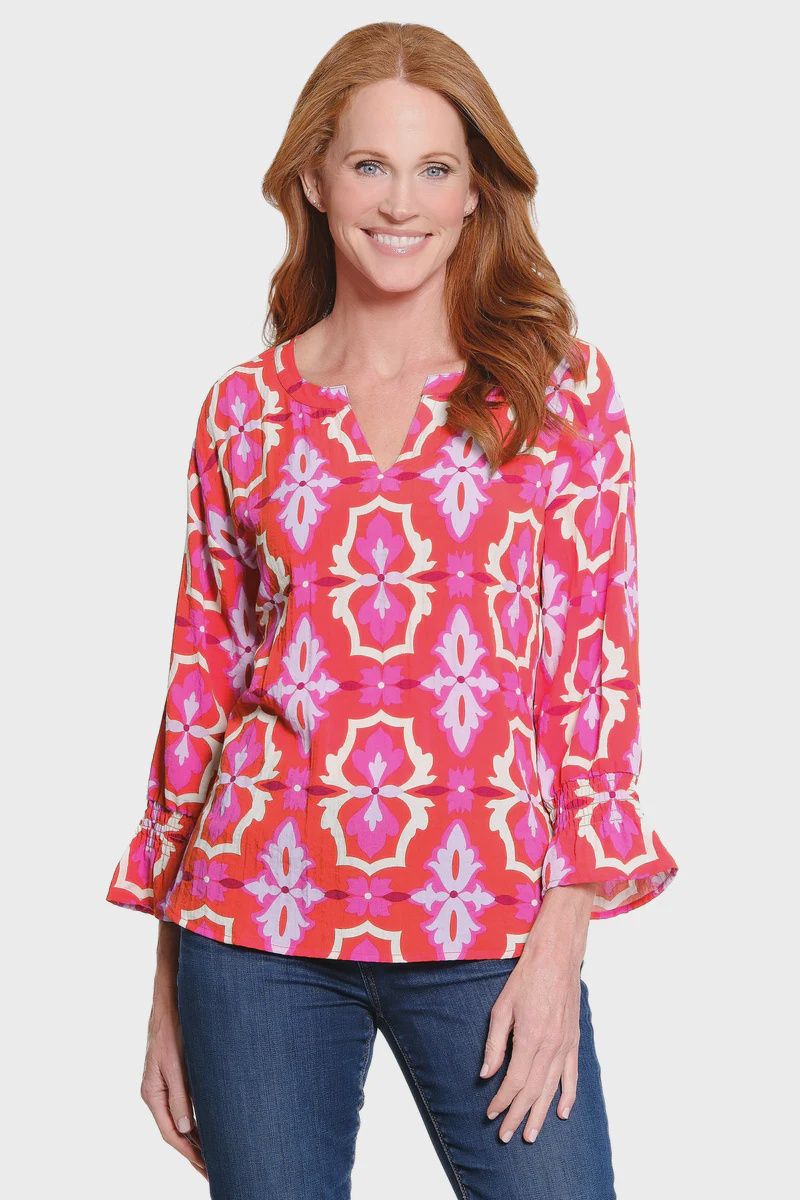 Ali Miles-Orange Print Blouse