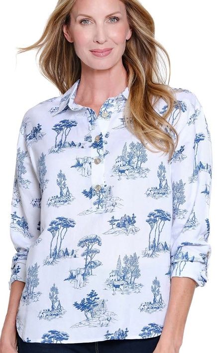 Multiples-Toile Print Top
