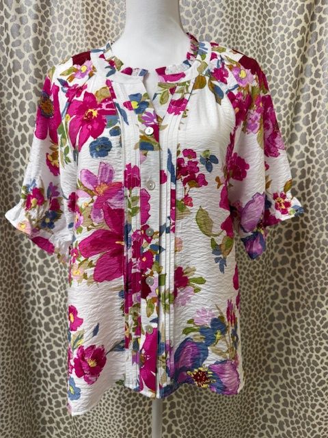 Ali Miles-Fuschia Floral Blouse