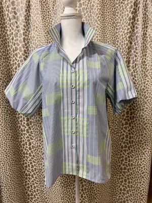 Ali Miles-Bl/Gr Plaid Blouse