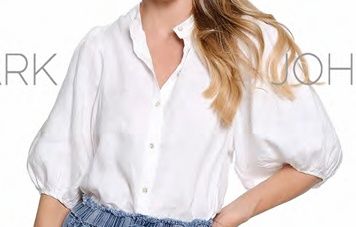 John Mark-White Linen Top