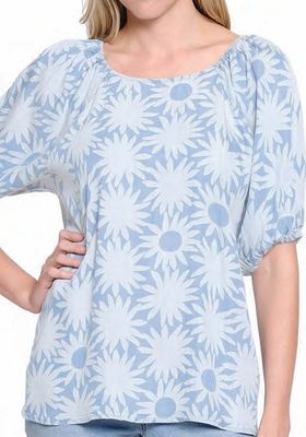 Tru Luxe-Floral Chambray w/Button Back