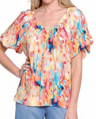 Tru Luxe-Ruched v-Neck Top