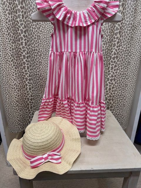 Rylee&amp;Faith- Striped dress w/ hat