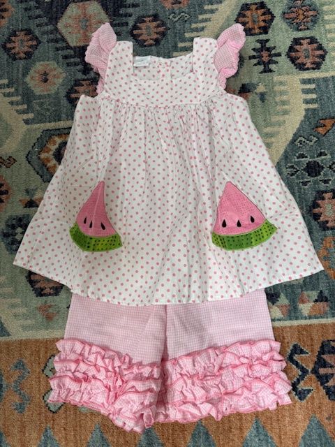 Polkadot Set with Embroidered Watermelon