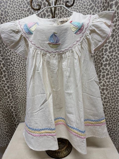 Rylee&amp;Faith-Cream dress W/ Embroiderer boats