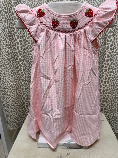 Pink Check Strawberry Dress