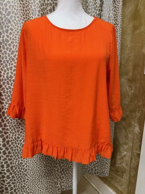 Multiples-Orange Ruffle Top